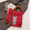 Sommer Damen Niedliche Mini-Tasche Vielseitige Mode Handytasche Cartoon Gestrickte Handtasche Umhängetasche Umhängetasche