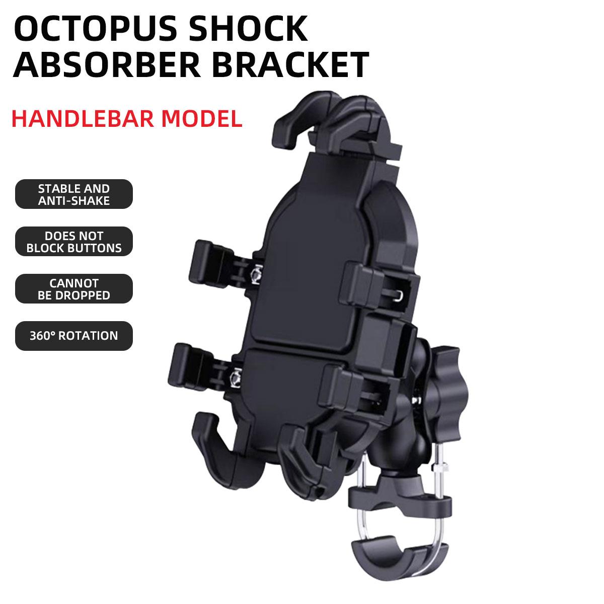 

Motorcycle Electric Bike Mobile Phone Holder Handlebar Rearview Mirror Base Octopus Shock Absorber Bracket for 4.7-7.1 inch