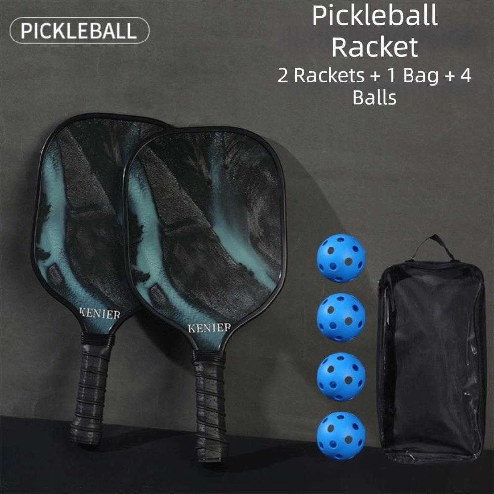Shockproof Pickleball Paddles Set Non-slip Handle with 2 Rackets & 4 Pickleballs Balls Racquet Kit High Resilience