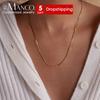 EMANCO Stainless Steel Minimalist Jewelry Personalized Side Letter Asymmetric Initial Necklace Fashion Box Chain Wholesale