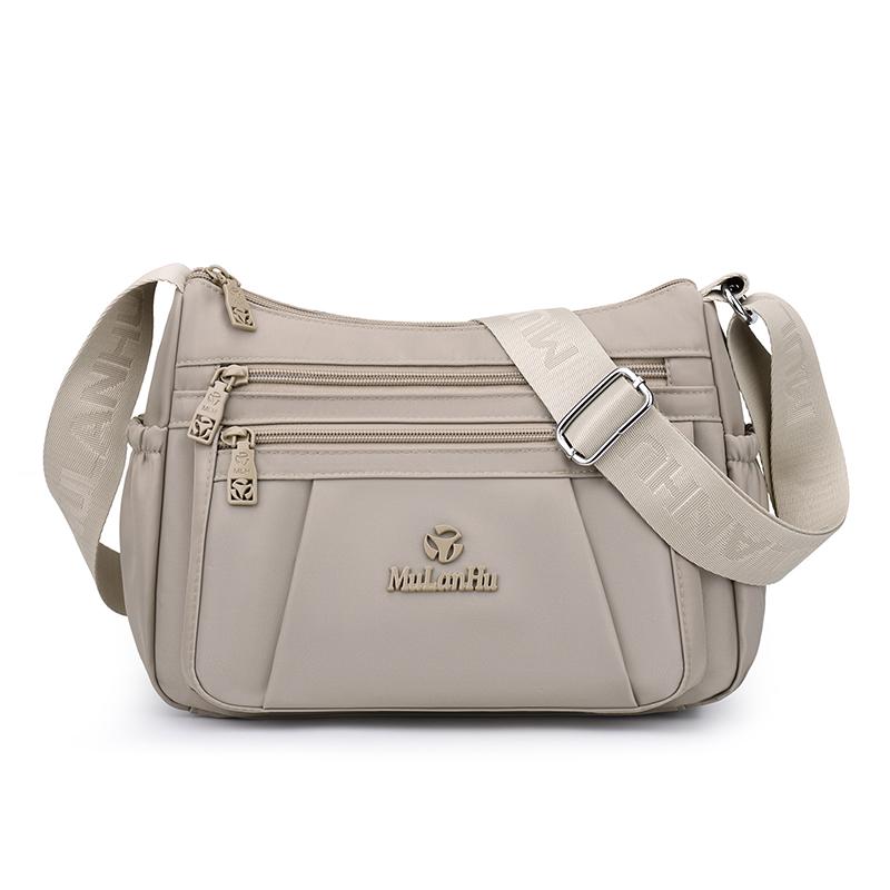 Leichte Nylon-Crossbody-Tasche mit mehreren Reißverschlussfächern, verstellbarer breiter Riemen, lässige Umhängetasche für Damen für den täglichen Gebrauch
