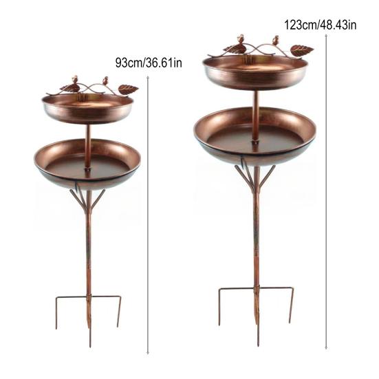 2-in-1 Vogelbad Metall Retro Vogelfutterhaus Garten Vogelbad und Futterspender mit Fünfzackfuß Große und kleine Schale für Außengarten Hofdeko