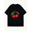 Bawełniany T-shirt Biały z Nadrukiem Wiśni Mon Cheri Tekst Letnia Codzienna Odzież