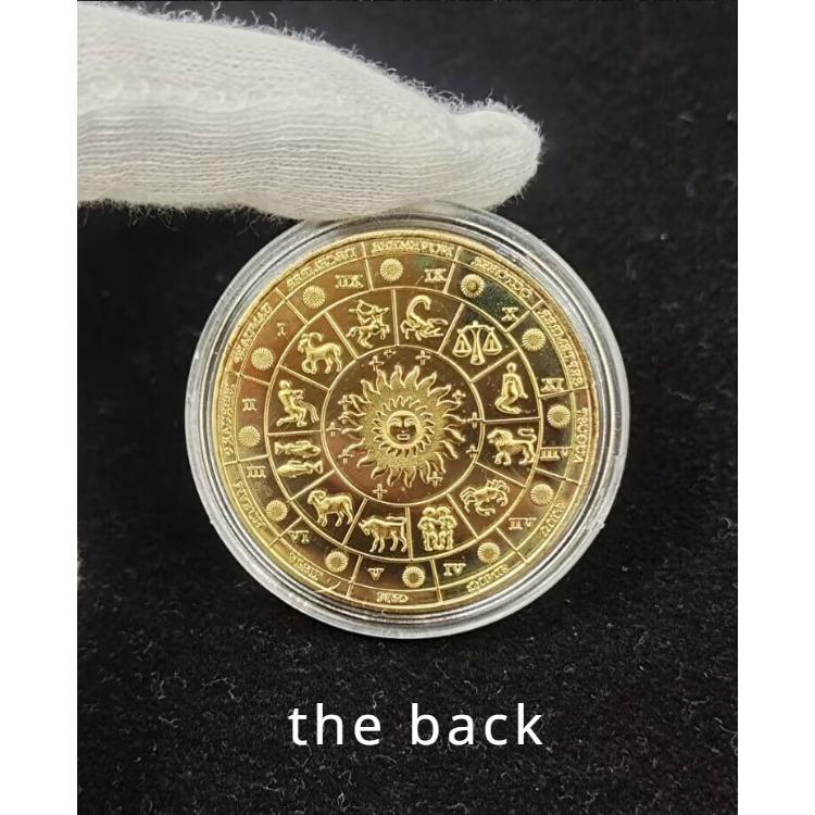 Dwanaście pamiątkowych medali konstelacji Złote monety Wróżka Zębówka 12 rękodzieła zodiaku Monety europejskie i amerykańskie Monety konstelacji Szczęśliwego Strażnika
