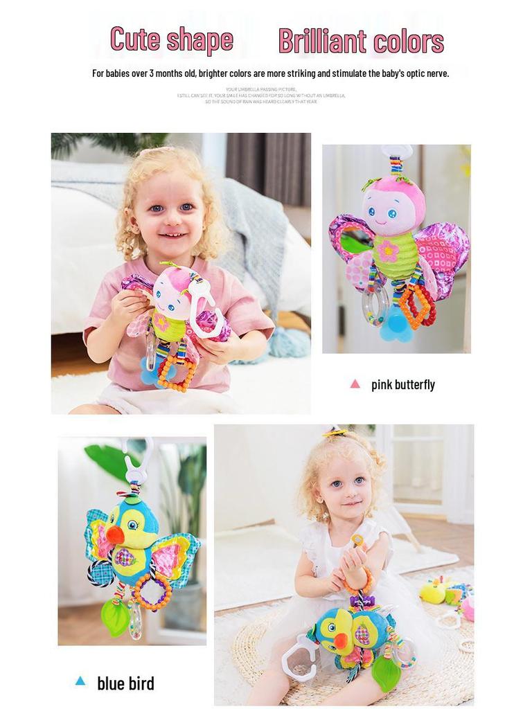 HappyMonkey Baby Sensory Plush Rattle & Teether Toy