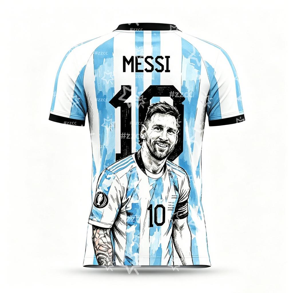 New Messi Summer 3D Printable Family Clothing Football Shirt T-shirt Is Loose and Comfortable Suitable for Daily Wear