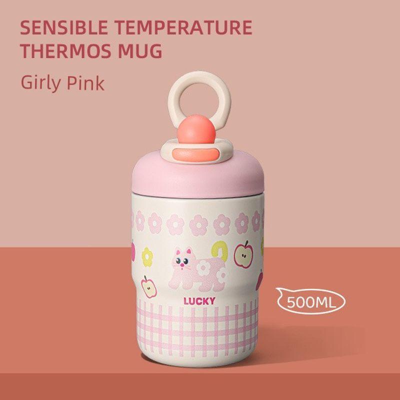 Large-Capacity Thermos Cup for Women 2025 New Coffee Cup Kidsren's Straw Cup Student School Double Drinking Cup