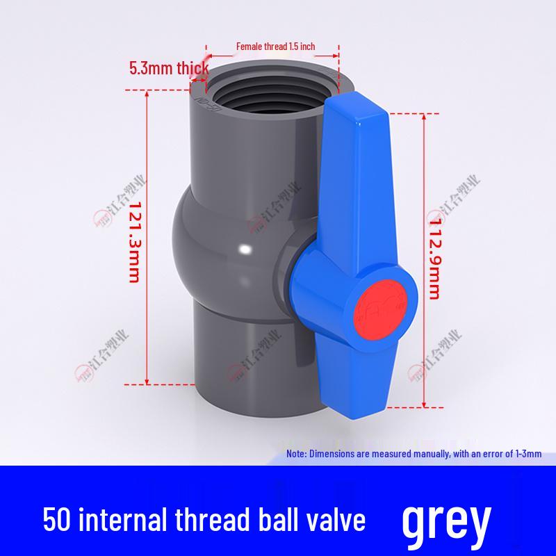 PVC Ball Valve for Water and Fish Tanks - 50mm Threaded Pipe Joint Valve Switch