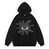 Unisex Übergroßer Kapuzenpullover Mit Allsehendes Auge Aufdruck Schweres Material 400g Baumwollmischung Winterlich Lässig Streetwear