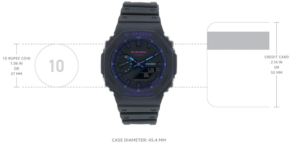 Casio G-Shock GA-2100VB-1A Analog Digital Watch Black Octagonal Quartz Men's
