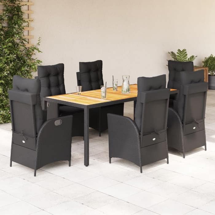 VidaXL Ensemble à Manger de Jardin avec Coussins 7 pcs, Table et Chaises avec Dossier Réglable, Meubles d'Extérieur, 3213100
