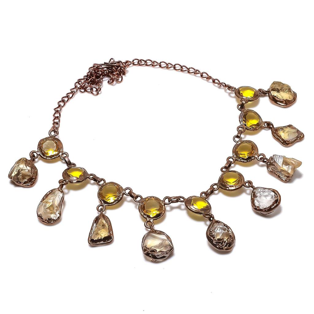 Citrine Necklace, Gemstone Copper Electroformed Jewelry Necklace, Handmade Jewelry, For Anniversary Gift