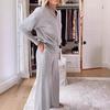 2024 Fall V-Neck Long Sleeve Top & Wide Leg Pants Set
