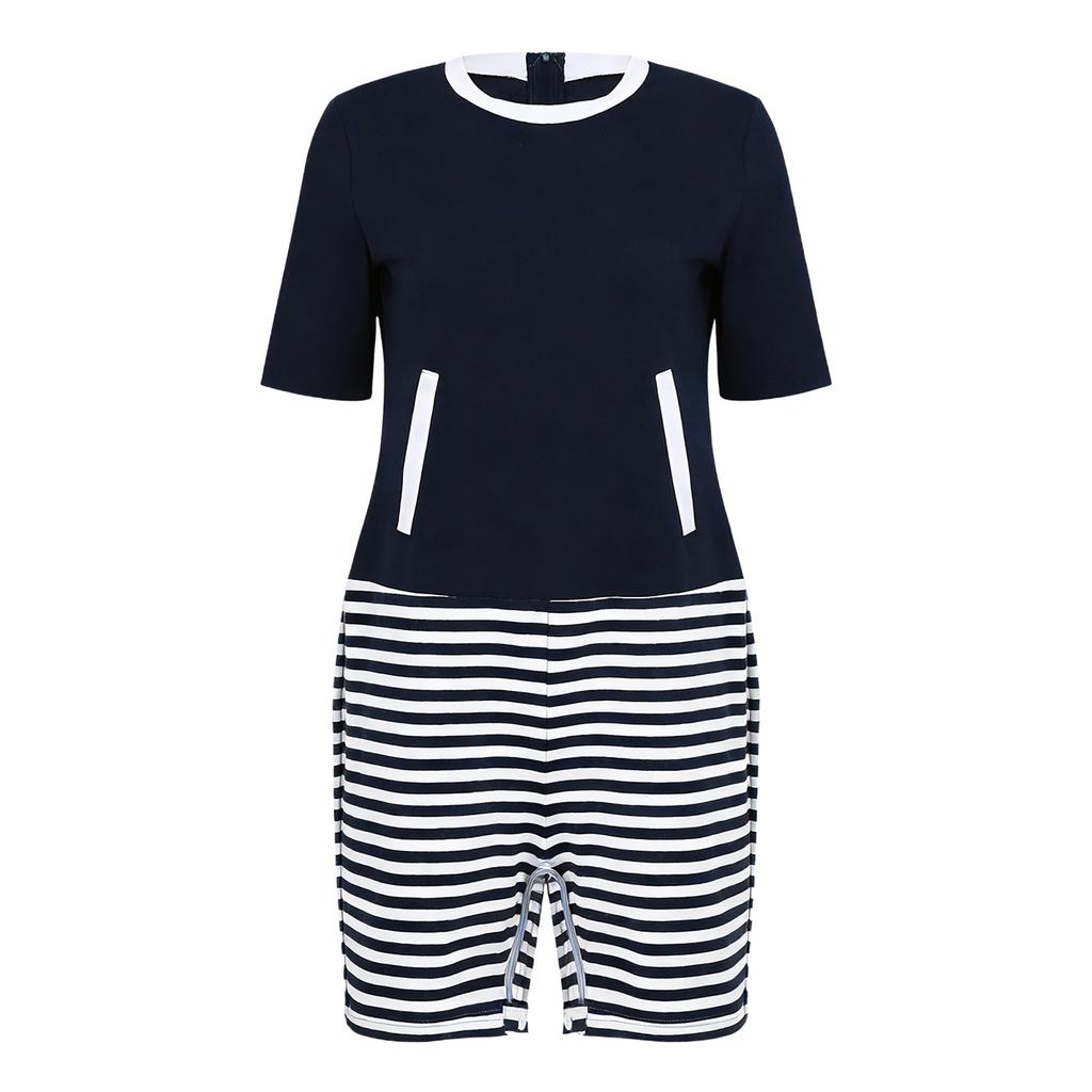 Tuta adattiva da donna per anziani con cerniera posteriore cerniera all'inguine Color Blocking Anti-strappo Tuta intera Bodysuit Alzheimer