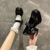 Round Head Thick Heel Single Shoes Small Waterproof Table High Heel Small Leather Shoes 2025 New French Retro Mary Jane Shoes Women