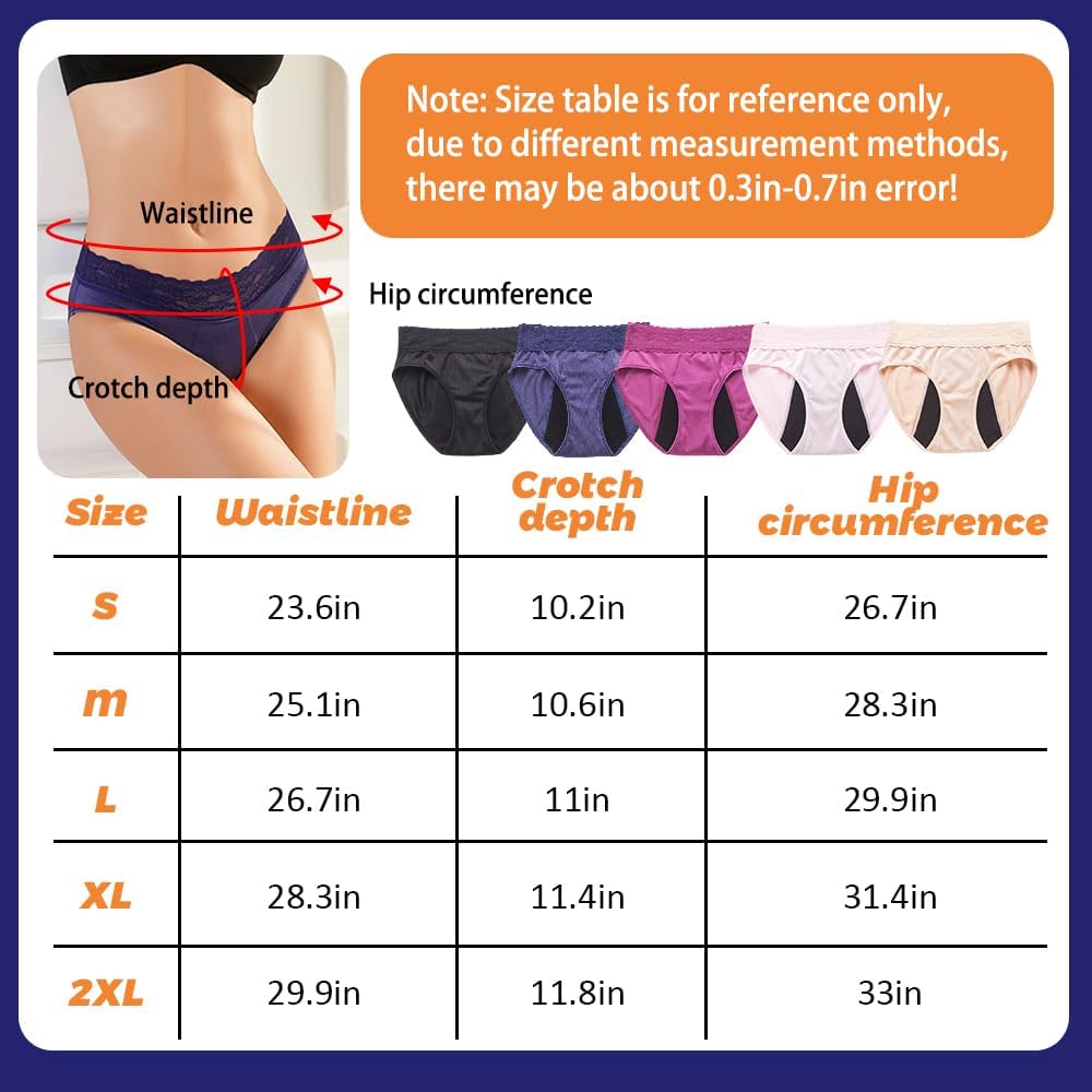 Incontinence lace Underwear for Women Washable, Bladder Leak Underwear for Women, Leakproof Underwear for Women (Medium)