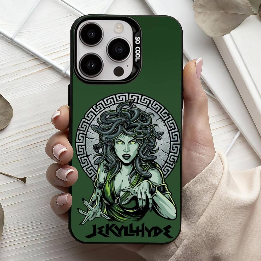 Medusa Greek Mythology Look At Me Phone Case For iPhone17,16,15,14,13,12,11 Plus,Pro Max Black Candy Silver Plated Cover