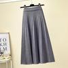 Women Winter Skirt Solid Color Pleated Soft High Waist A-line Warm Big Hem Elastic Waist Lady Autumn Skirt Women Garment