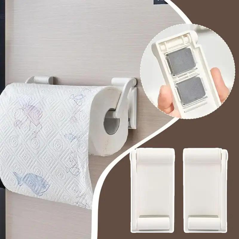 Magnetic Household Paper Towel Holder Kitchen Paper Roll Holder Punch-free Dishcloth Hanger Cling Film Storage Rack