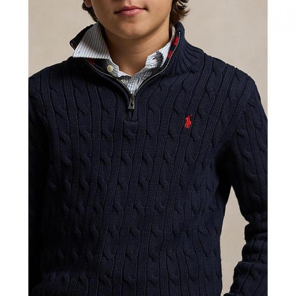 Polo Kids Boys 8 18 Years Cable Knit Cotton Quarter Zip Sweater  Cwposwey6820559410 