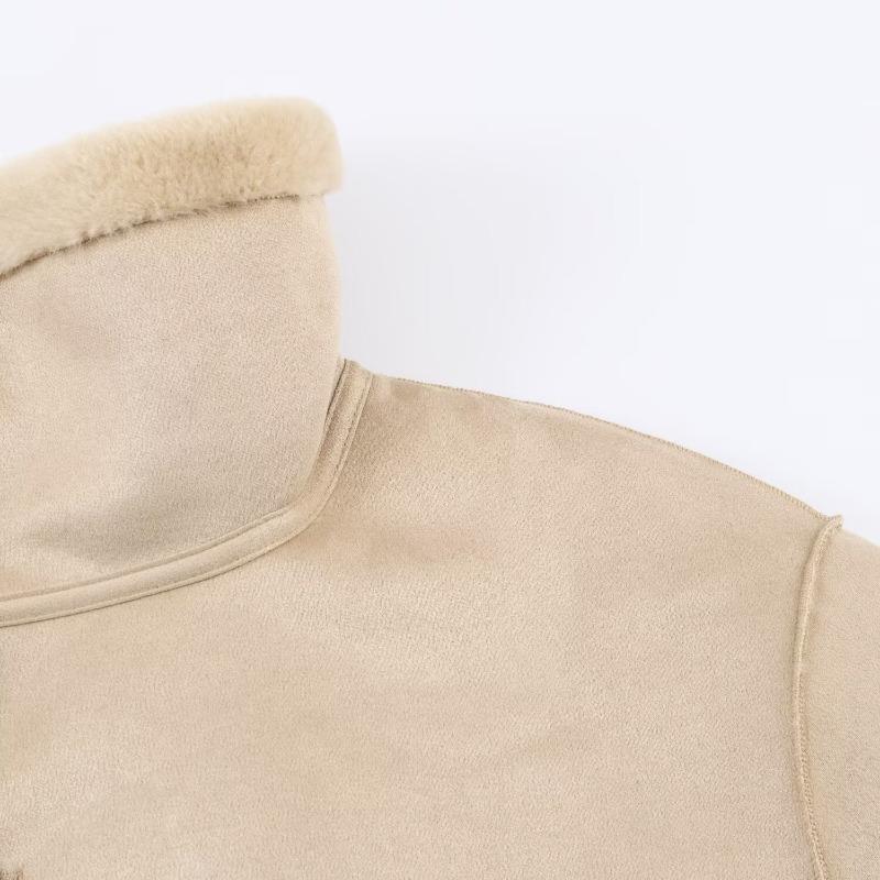 Women Reversible Stand Collar Long Sleeve Short Jacket Winter Casual Loose Versatile