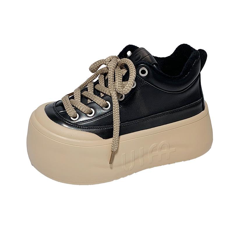 [Fanfna] European goods big head lace-up bread casual shoes board shoes platform muffin small sports shoes women's shoes