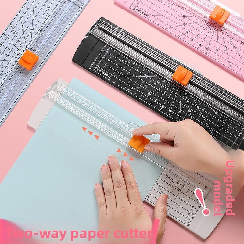 Included Small Portable Plastic Paper Cutter With Dual Blade For Crafts And Office Use