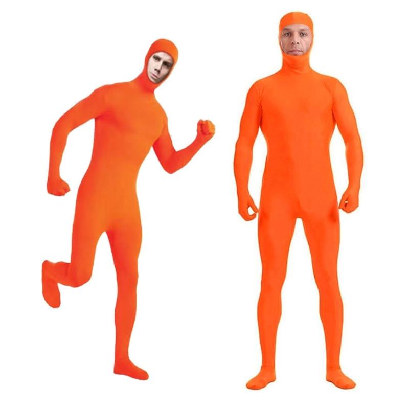 Stealthy Full Body Suit With Face Opening High Elasticity Spandex For Halloween Stage Performances Role Play Photography