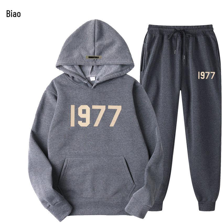 ESSENTIALS 1977 Trendy Fleece Hoodie Set - Unisex Loose Fit Sweatshirt