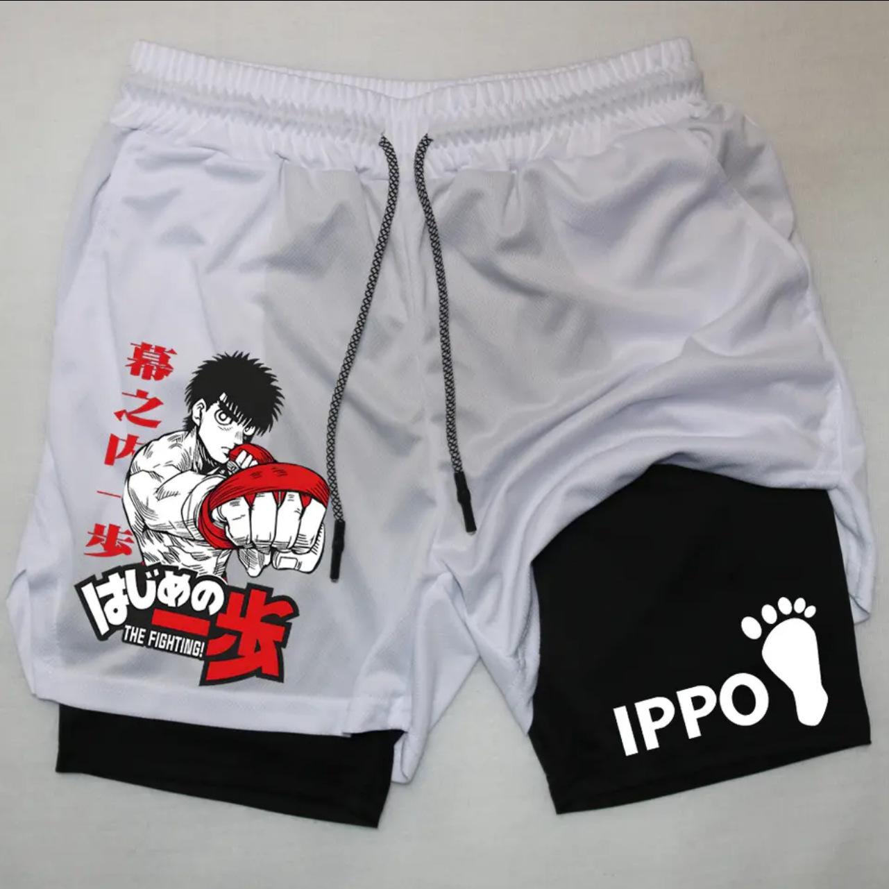 

Аниме бокс мужские двухслойные спортивные шорты два в одном на лето новые поддельные двухкомпонентные спортивные повседневные брюки средней длины S