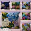 Colorful Glass Flower Pattern Cushion Cover Durable Hypoallergenic Organic Linen Short Pillow Cover Washable