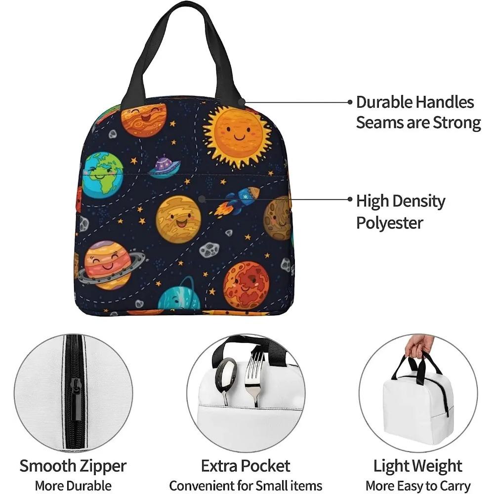Space Planet Insulated Lunch Bag for Kids Solar System Lunch Box Universe Galaxy Cooler Bag for Boys Girls School Travel Picnic