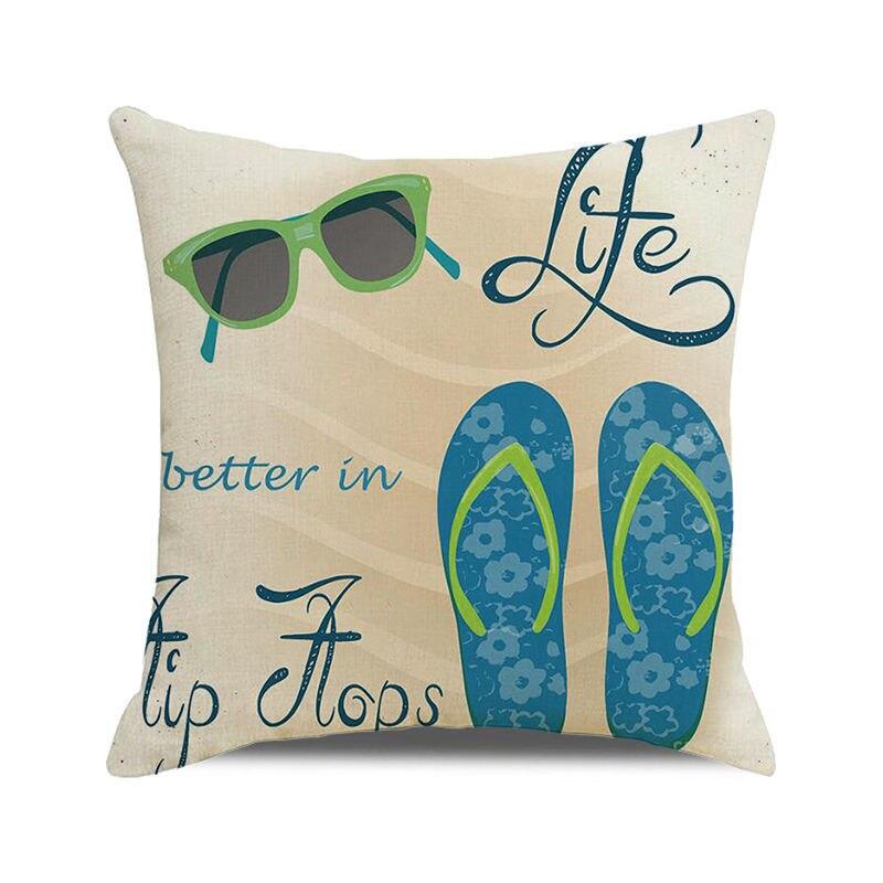 45x45 Cm Starfish Beach Chair Sailboat Slippers Print Pillowcase Upholstery Pillowcase Nautical Style Cushion Cover