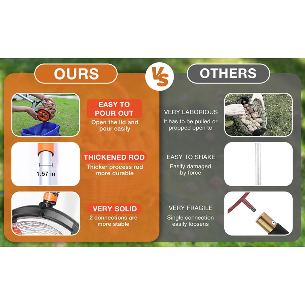 Rolling Nut Collector Manual Ball Gatherer Multifunctional Garden Picker Tool for Walnut Chestnut Fr