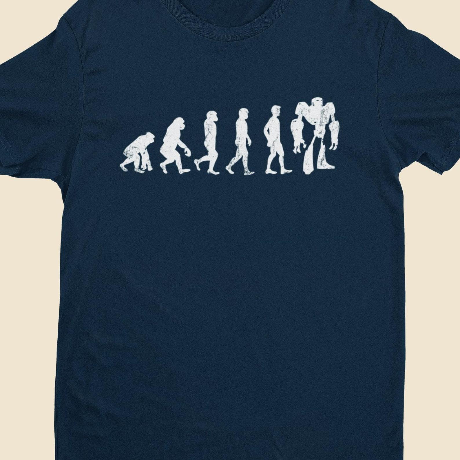 Evolution of Robot T-Shirt: Sci-Fi AI Geek Tee (S-6XL) L
