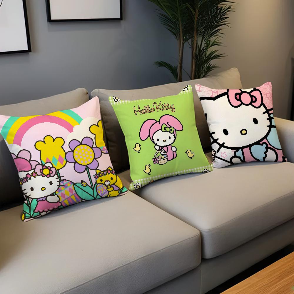 Cute Cartoon Art Cat H-Hellokitty Kawaii Cushion Cover Soft Pillow Case For Sofa Living Room Home Office Decor Protective Covers