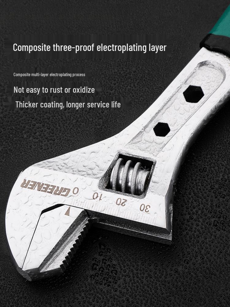 Multifunctional Large Opening Adjustable Wrench - Compact Hardware Tool