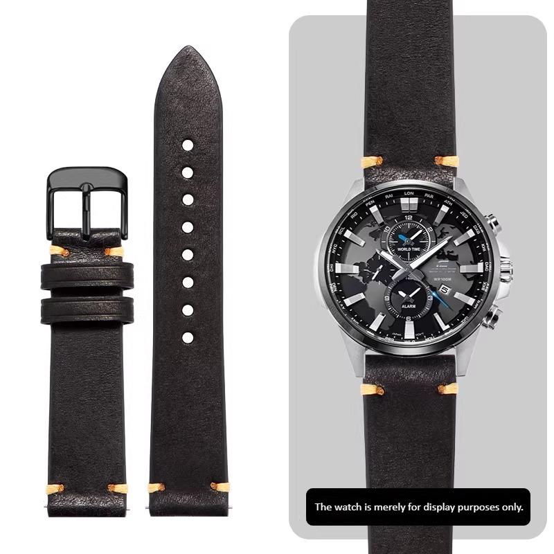 22mm 23mm high-quality genuine leather watch strap For Casio EDIFICE EFR-552D/539/303 EFV-650D MDV-107D Men's Cowhide watchband