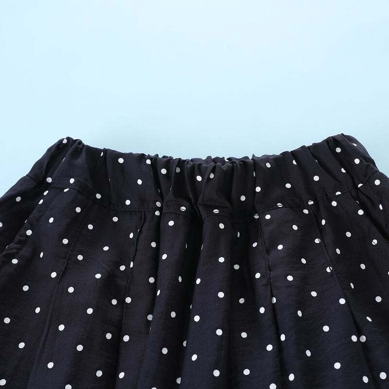 Girls' French Polka Dot Wide-Leg Pants Set