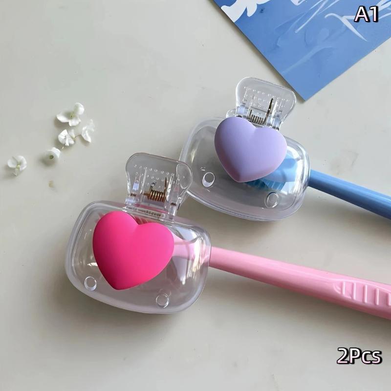 2Pcs Heart Toothbrush Clip Portable Travel Dustproof Toothbrush Head Cover Storage Box Toothbrush Protective Cap