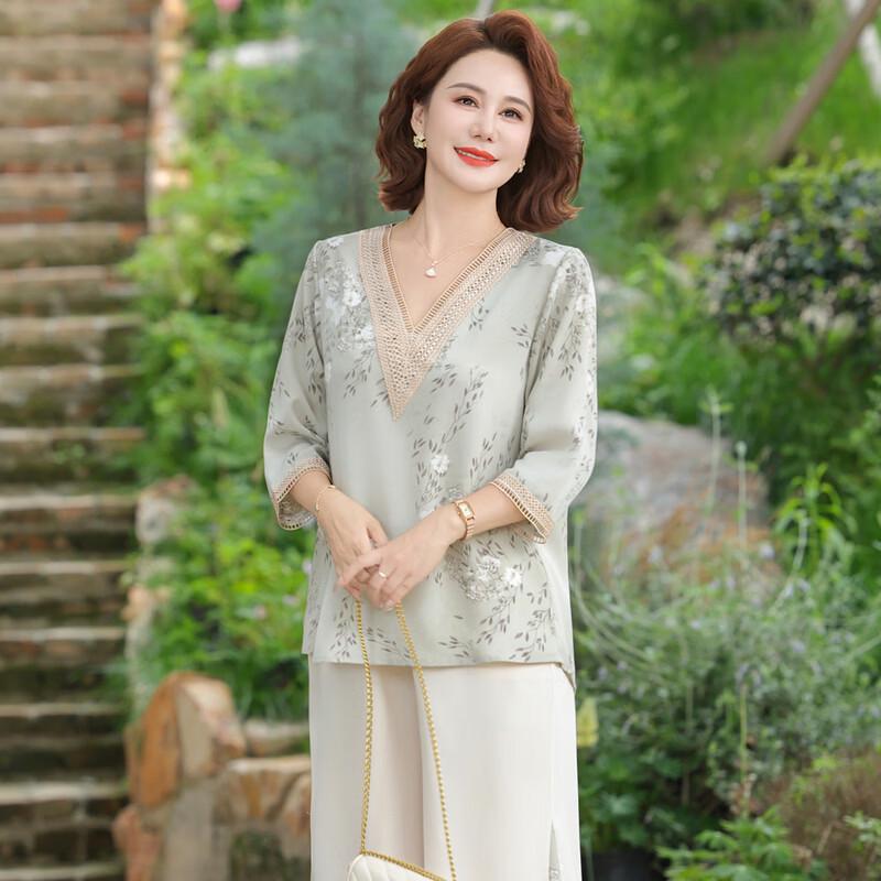 YUZHAOLIN Women's Elegant Cotton Linen Short Sleeve Summer Set