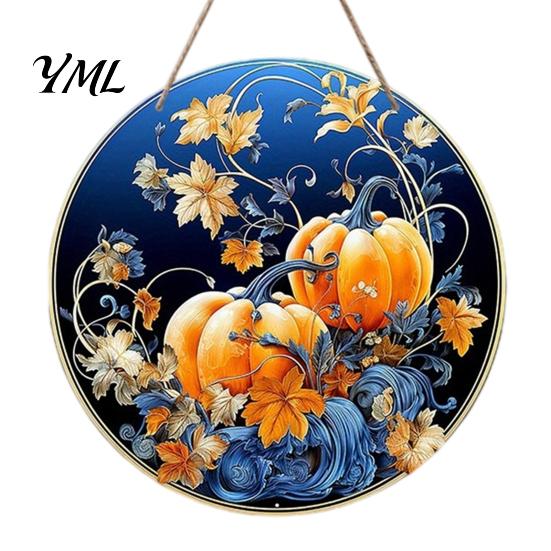 Autumn Harvest Welcome Sign Festival for Front Door, Rustic Wooden Hanging Weather Resistant Entryway with Hemp Rope, Pumpkin Plaque Fall Porch