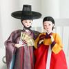 A Pair of Traditional Korean Dolls Wearing Hanbok and Gat