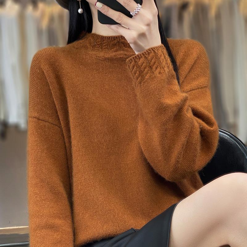 Women's Cashmere Sweater Qinghe Cashmere 30% Cashmere 70% Wool Autumn and Winter Pullover Warm and Fashionable