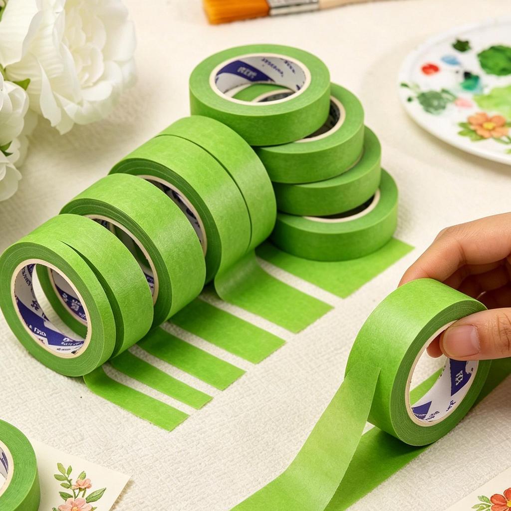 Green Paint Masking Tape Easy Apply Remove Strong Adhesion Hand Tearable For Painting Walls Cars Furniture Glass DIY ProjectsPinstriping Tape 3