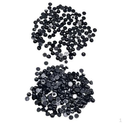 350 sztuk czarnych półperłowych koralików z płaskim tyłem Cabochon na 6mm 8mm