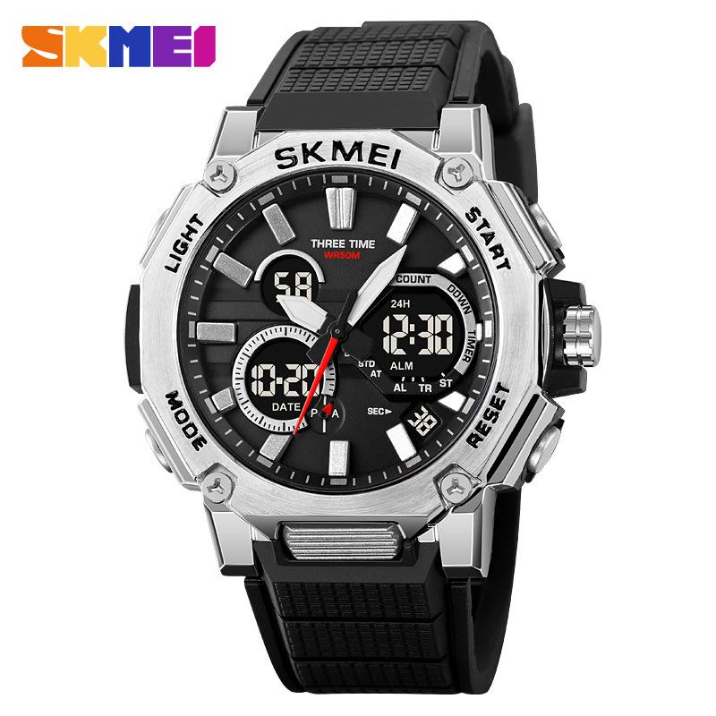 

Електронні годинники з подвійним дисплеєм Moment Beauty, багатофункціональні студентські водонепроникні спортивні електронні годинники срібний