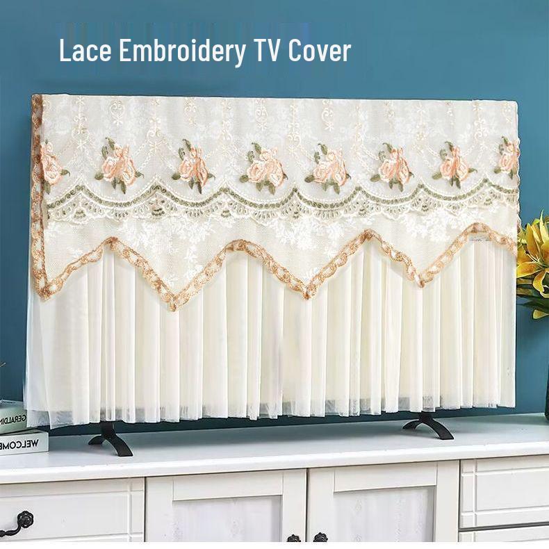 Universal Chinese Style Dustproof TV Cover - Full Wrap, Boot Up Without Removal, 55-75 Inch Compatibility