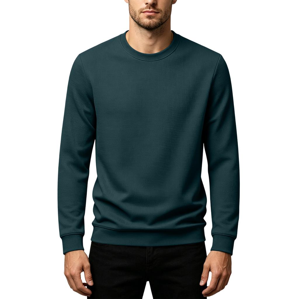 Men Casual Loose Fit Pullover Sweatshirt Crew Neck Long Sleeve Lightweight Soft Fabric Comfortable Daily Wear