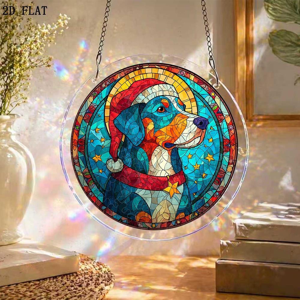2D Flat - Acrylic Catcher Puzzle, Stained Glass Dog Catcher Acrylic Catcher Puzzle Garden Decoration, Suitable As a Birthday Gift for Women, Men, And